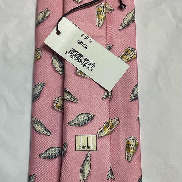 Dunhill Silk Tie - Pink with seashells - Picture 2 of 2